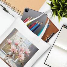 1pc 35*40cm(14*16 Inch) Flowers Shopping Bag, No-Spill Polyester Fabrics Bag With Printed Design For Groceries & Daily Items - 顏色 - 查看 5