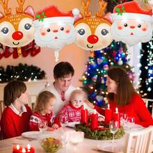 2/4 buc Baloane folie de Crăciun cu cap de ren și Moș Crăciun, Baloane cu pălărie de Moș Crăciun cu ren și fulg de zăpadă, Potrivite pentru decorarea Crăciunului, Ajunul Crăciunului, Anul Nou, Petrecere de ziua de naștere, Decorațiuni pentru reuniuni de familie, Recuzită foto