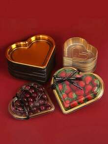 10/5/1 包心形塑料托盘，带盖 - 可重复使用大容量零食容器，适用于水果、寿司、蔬菜、沙拉、奶酪拼盘和派对 - 圣诞节、情人节、复活节、母亲节、父亲节、毕业典礼等场合的完美礼物，派对开胃菜收纳盒 | 优雅呈现 | 便捷收纳方案，食物盛放托盘，圣诞节最佳之选