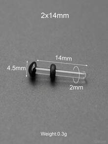 2 piezas de 14G-00G 10mm Grandes pendientes de aro de vidrio liso transparente con cabeza de hongo negra y anillos de silicona. Túneles y tapones de oreja de vidrio liso. Pendientes de barbell rectos para lóbulo, hélix, trago y cartílago. Pendientes de aro para mujeres y hombres, joyas corporales para regalo.