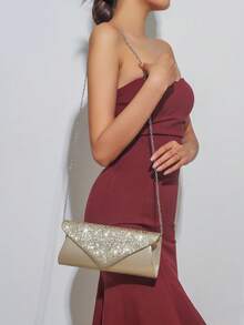 5pcs/Set Sequin Decor Accessories Set - Sequin Clutch, Necklace, Earrings, Bracelet, Elegant Style For Wedding & Party