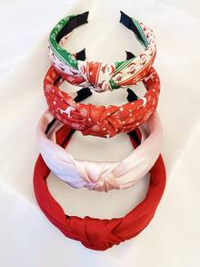 4pcs/Set Women's Snowflake, Santa Claus, Reindeer Fabric Headbands, Sweet Party Headpieces Suitable For Daily Wear And Christmas ,Beauty