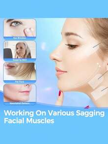 40/30/20/10/5/ 拉皮胶带，绷带套装，隐形拉皮胶带，可调节松紧带，可瞬间收紧颈部、下巴和双下巴肌肤，可重复使用，小V脸贴纸，隐形透明拉链胶带，立即获得V脸拉皮效果，几分钟内减少皱纹！适合家庭使用，旅行使用，家庭使用， - 彩色 - 查看 11