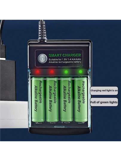 1.5V AA/AAA Rechargeable Batteries, USB Charger - High Capacity, Durable Power Source For Electronic Toys, Remotes, Monitors, Electric Toothbrushes, String Lights, Christmas Decorations, Outdoor Decor (These Batteries Are Only Compatible With This Charger)