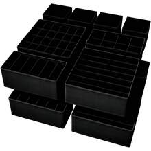 12pcs Multi-Layer Classic Fabric Drawer Storage Boxes For Underwear, Socks And Clothing - Fleece Storage Boxes, Home Storage Boxes, Storage Baskets