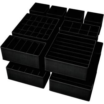 12 piezas Cajas de almacenamiento de tela clásica multicapa para ropa interior, calcetines y ropa - Cajas de almacenamiento de felpa, cajas de almacenamiento para el hogar, cestas de almacenamiento