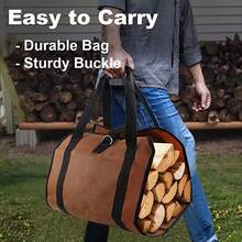 1pc Heavy-Duty Polyester Firewood Tote Bag, Portable & Durable Wooden Log Carrier Bag With Sturdy Handle, Suitable For Outdoor Camping, Easy To Carry Design