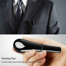 ENGOHN Home Metal Pipe Ornament, Smooth Surface, Suitable For Home Decoration, Metal Ashtray Display - With Storage Box, Black Smoke Pipe Set - màu đen - Xem 9