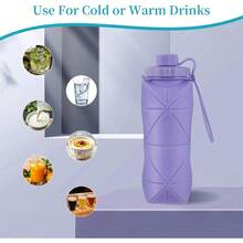 Silicone Collapsible Bottles,Lightweight Reusable Leakproof Traveling Camping Hiking Cycling Sports Outdoor,Foldable Portable Travel Bottle 600ML Dark And Purple 2Pack. - Dark Blue - View 6