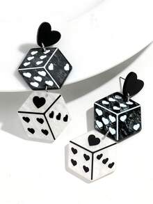 1 Cặp Hoa tai hình xúc xắc hình học 3D Acrylic thời trang, Thiết kế ba chiều nhiều màu sắc, Thích hợp cho phụ nữ đeo trong lễ hội - xúc xắc - Xem 16