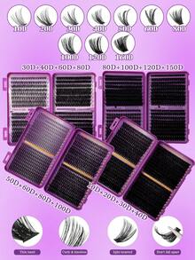 CMAYOME 800/640/621 Pcs D-Shaped High-Capacity Mixed Pack Of False Eyelashes And Mascara, 10D + 20D + 30D + 40D/50D + 60D + 80D + 100D / 30D + 40D + 60D + 80D / 80D + 100D + 120D + 150D. Multiple Specifications With Varying Densities And Softness. Natural And Fluffy False Eyelashes. DIY False Eyelashes. Natural-Looking Cluster Of False Eyelashes.
