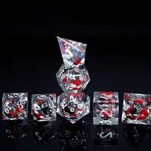 1 Bộ xúc xắc D&D chứa chất lỏng hình mèo đen, 7 xúc xắc nhựa D&D, xúc xắc nhập vai cạnh sắc - Màu Đỏ Sâu - Xem 4