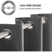 Cortinas opacas grises de 52 pulgadas x 84 pulgadas, adecuadas para dormitorio o sala de estar, 2 piezas, con ojales, aislamiento térmico y acústico, tela 100% poliéster, impermeables y suaves - gris - Ver 5