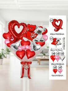 16pcs/Set Valentine's Day Party Decorative Balloons, Suitable For Creating Valentine's Day Bouquets (This Set Only Includes Balloons, No Other Accessories) Mini Hugging Bear/Koala/Couple Bear/Heart-Linked Balloons, 18-Inch Red/Pink/Rose Gold Heart-Shaped Foil Balloons, 10-Inch Red/Pink/Silver Heart-Shaped Foil Balloons, Suitable For Valentine's Day Surprise Gifts, Decorations, Proposals, Engagements - Multicolor - View 13