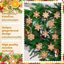 12/24/36 sztuk różowych piernikowych ozdób świątecznych, drewniane zimowe ozdoby świąteczne w kształcie płatków śniegu ze sznurkami, brązowe i różowe piernikowe ozdoby świąteczne, dekoracja na przyjęcie bożonarodzeniowe, dekoracja świąteczna, dekoracja zimowa, dekoracja świąteczna do domu, dekoracja biura, odpowiednie do dekoracji ściennych, salonu i sypialni, okien i drzwi. Mogą być również prezentami świątecznymi, które przyniosą ciepło i radość na każdą okazję!