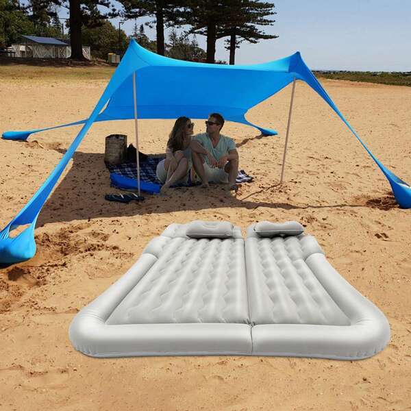 Materasso ad aria per auto, set di materassi gonfiabili portatili universali per il sedile posteriore dell'auto con pompa e cuscino (grigio)