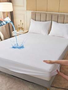 South Life 1pc Waterproof Fitted Sheet, Soft Terry Cloth Waterproof Mattress Protector, Breathable & Noiseless Knitted Fitted Sheet For Bed Mattress Cover With Deep Pocket For Home Hotel Bedroom, School Bedding Dorm Essentials, Fits Twin/Full/King/Queen Size Bed, For All Season, Without Pillowcase, Fathers Day Gift, Birthday Decorations, Grad Party Decor, Fathers Day Decor, Graduation Gift, Birthday Gift - trắng - Xem 10