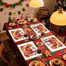 1pc/4pcs/6pcs/100pcs Autumn Thanksgiving Turkey Pattern Printed Placemats, Heat-Insulating Placemats, Suitable For Home Decoration, Holiday Dining, Kitchen And Party Decoration, Party Placemats, Can Be Given As Thanksgiving Gifts - Multicolor - View 7