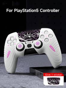 3 件/套：1 个蜘蛛网设计 PlayStation 5 控制器保护套 + 1 对蜘蛛网操纵杆帽，适用于游戏手柄保护套、控制器按钮帽、游戏配件、防滑、防汗、防尘、防刮、增强抓地力、改善游戏体验、万圣节礼物 - 彩色 - 查看 2