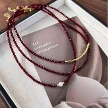 1 Elegant Ladies' Redstone Necklace - Simple Yet Stylish Collarbone Chain, Suitable For Daily Wear And Parties, Exquisite And Luxurious Design Jewelry, Perfect Gift For Girlfriends Or Mother's Day, Beach Vacation, Party Accessories | Elegant Design - Multicolor - View 1