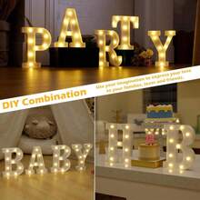 1个暖白光26字母和10个数字21厘米发光LED字母灯，电池供电夜灯，适用于婚礼、圣诞节、生日、派对、节日或家居装饰氛围灯。 - 21厘米/8.26英寸 - 查看 6