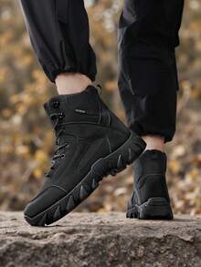 Botas de Trabalho de Inverno Masculinas, Botas de Neve de Deserto Respiráveis e Duráveis para Caminhada ao Ar Livre, Botas de Neve de Cano Alto Unissex Tamanho 36-46 com Forro Extra Quente