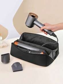 1 件大容量旅行化妆包多功能洗漱包女士便携式收纳包手提包化妆包化妆包化妆品收纳 - 黑色 - 查看 5