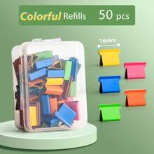 abrazadera de mano reutilizable sin rastro, grapadora de empuje, archivo de libros de papel, carpeta para estudiantes de oficina, escuela, herramientas de encuadernación, suministros, accesorios - Recargas de colores - Ver 12