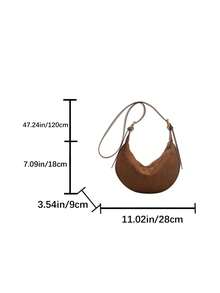 Minimalist Solid Color Shoulder Bag, Casual Matte Fabric Crossbody Bag For Girls - A - View 3