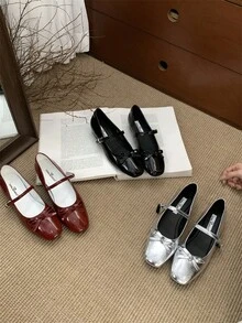Women Wide Fit Flats - Red - View 6