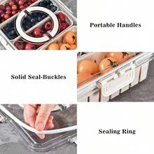 MineSign 2Pack Divided Snackle Box With Lids Stackable Food Serving Tray For FruitandVeggie Plastic Fridge Storage Container For Pantry Freezer Clear Snack Box For Meal Prep Candy Nuts Spice - 1 包,含 4 個隔層 - 查看 5