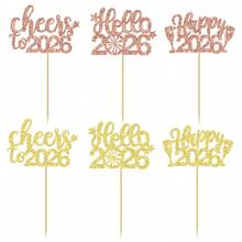 12/24 件新年快乐纸杯蛋糕装饰欢迎 2026 精选烟花高脚杯纸杯蛋糕装饰祝贺 2026 年新年快乐节日主题节日派对装饰 - 彩色 - 查看 4