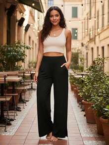 Fashion Elegant Yoga Pans Pants For Women - 黑色 - 查看 1