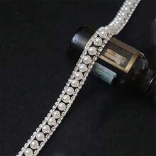 1 Yard Sparkling Crystal Braided Ribbon Rhinestone Trimmed Silver Chain Bridal Wedding Dress Shoes Decoration Accessories