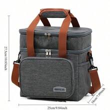 1PC Set Of Multi-Purpose Insulated Food Tote Bag With Multiple Colors And Double-Layer Heat-Resistant Lunch Bag, Suitable For Hot Dishes And Cold Drinks, Student School Supplies, Office Lunch Bags Or Home Picnic Coolers, Practical Household Items And Gift Creativity - Hai lớp màu xám - Xem 2