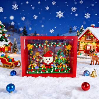 1150pcs Santa Claus Photo Frame Building Blocks Set, Christmas Santa DIY Building Blocks Kit, Office And Home Desktop Decoration, Party Supplies, Creative Surprise Holiday Gift, New Year Plastic Ornament, Can Be Hung On The Wall.