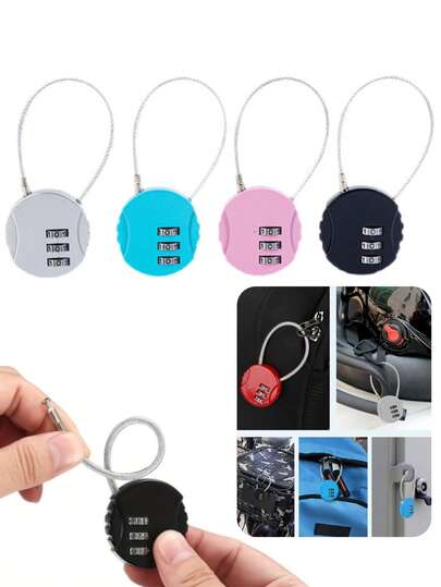 Combination Lock, Bike Lock Anti Theft,Bike Lock,3 Digit Mini Code Lock,Padlock,Outdoor Waterproof Padlock Code Lock Cable Luggage Locks,Self Defense,Small Cable Locks Waterproof Padlock With Wire Rope,Luggage Lock Bag Locks Gym Locks With Combination Code For Travel,Backpacks, Holiday Suitcase