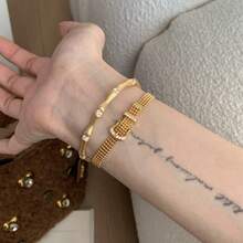 1pc Hollow Milanese Lace Bracelet, Unique Design, Micro-Inlaid Strap Wrist Chain, Unisex