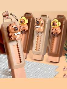 A Variety Of Multi-Color Multi-Function 1pc, 2pcs.4pcs Push-Pull Capybara Eraser R Soft Campus Welfare Home Essential Learning Supplies Clean And Tidy Stationery Office Student Eraser, New Capybara Push-Pull Eraser, Primary School Students Special 2 No Debris No Mark Push-Type Eraser, No Mark Clean And Tidy Hygienic! 4B Capybara Shape Cartoon Eraser, Suitable For Office And Education Push-Type Eraser. , Back To School Gifts