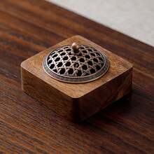 1pc Solid Walnut Wood Incense Burner - Dragon & Phoenix Lid Walnut Wood Zen Tea Ceremony Incense Burner Home Decor Chinese Style Indoor Agarwood Incense Stick Holder With Perforated Lid - Multicolor - View 13