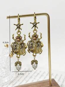 2pcs Vintage Exaggerated Insect Metal Pendant Earrings, Suitable For Women's Daily/Activity/Party Wear - Multicolor - View 7
