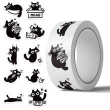 500pcs/Roll Little Black Cat Stickers, Waterproof PVC Self-Adhesive Stickers For Gifts, Baking, Celebrations, DIY, Stationery, Scrapbooking, Back To School