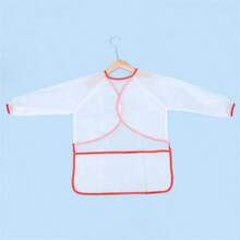 1/2/4 儿童绘画围裙，儿童艺术罩衫，防水儿童围裙长袖，带 3 个口袋，适合绘画、烘焙、喂食，适合 3-10 岁