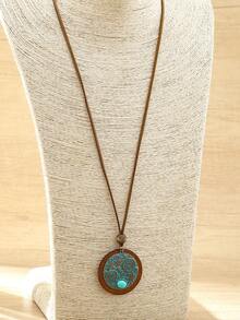 Collar con turquesa & con diseño de mano colgante de redondo - Multicolor - Ver 2