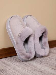 Hatastic 女士加厚绒里室内拖鞋，防滑舒适保暖卧室布艺拖鞋，适合秋冬季圣诞节送礼
