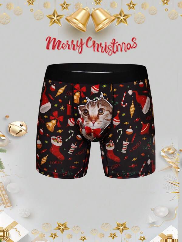 Sous-vêtements de Noël Boxers de Noël pour hommes Sous-vêtements personnalisés drôles Cadeaux de Noël pour hommes Imprimé 3D Sous-vêtements confortables et drôles de Noël