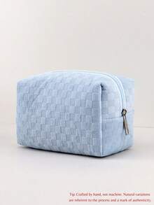 1 pieza Estuche de lápices a cuadros personalizado por transferencia térmica, estuche de lápices personalizado con texto personalizado - gran capacidad, bolsa de almacenamiento - perfecto para guardar útiles escolares, necesidades de oficina, multifuncional