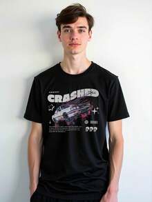 Graphic Tee Artwork, Men T- Shirt, Camisas De Hombre, Casual Style For A Relaxed Get- Together With Friends, Casual T-Shirt Graphic Tees, 100 Percent Cotton Shirts, White Street Graphic Tees, Men's T-Shirt, Funny Graphic Vintage T Shirts, S-XXXL - 黑色-5 - 查看 3