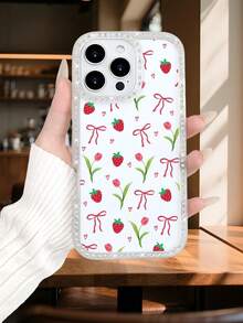 Süße Handyhülle mit Erdbeer- und Tulpenmotiv, ästhetische Handyhülle mit Blumenmuster, , süße Schutzhülle, langlebiges Design für Teenager und junge Erwachsene, kompatibel mit iPhone 17promax/17pro/17/iPhone Air/16promax/16pro/16plus/16/15promax/15pro/15plus/15/14promax/14pro/14plus/14/13promax/13pro/13/12promax/12pro/12/11promax/11 - Schwarz(black) - Übersicht 7