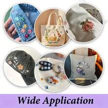 [100pcs Embroidery Stabilizer] 100pcs Water Soluble Embroidery Stabilizer Set | Pre-Printed Butterfly Mushroom Flower Pattern | Suitable For DIY Sewing And Knitting Enthusiasts - Multicolor - View 7